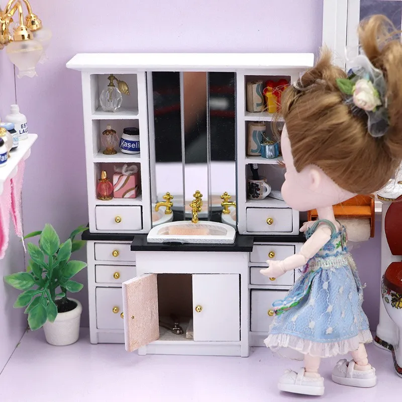 1:12 Dollhouse Mini furniture and ornaments OB11 doll furniture washbasin bathroom sink