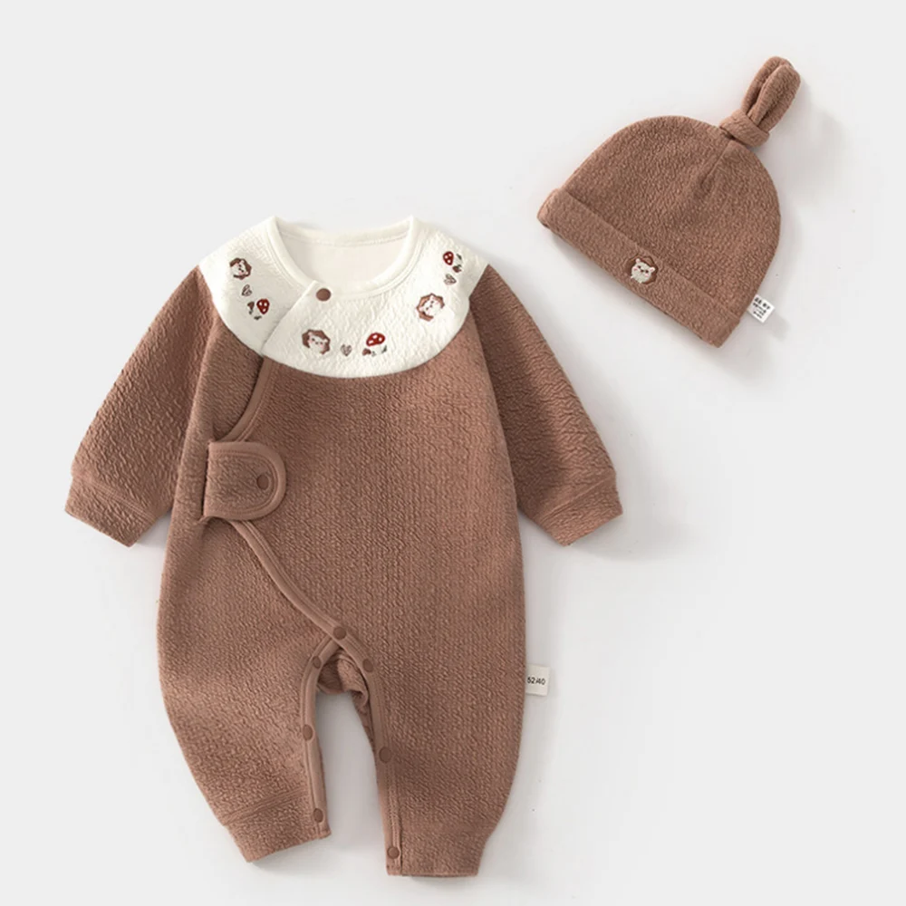 Newborn Clothing Cotton Long Sleeve Baby Romper For Boys Girls Spring New Arrival Hospital Unisex Baby Jumpsuit With Hat 0-6M