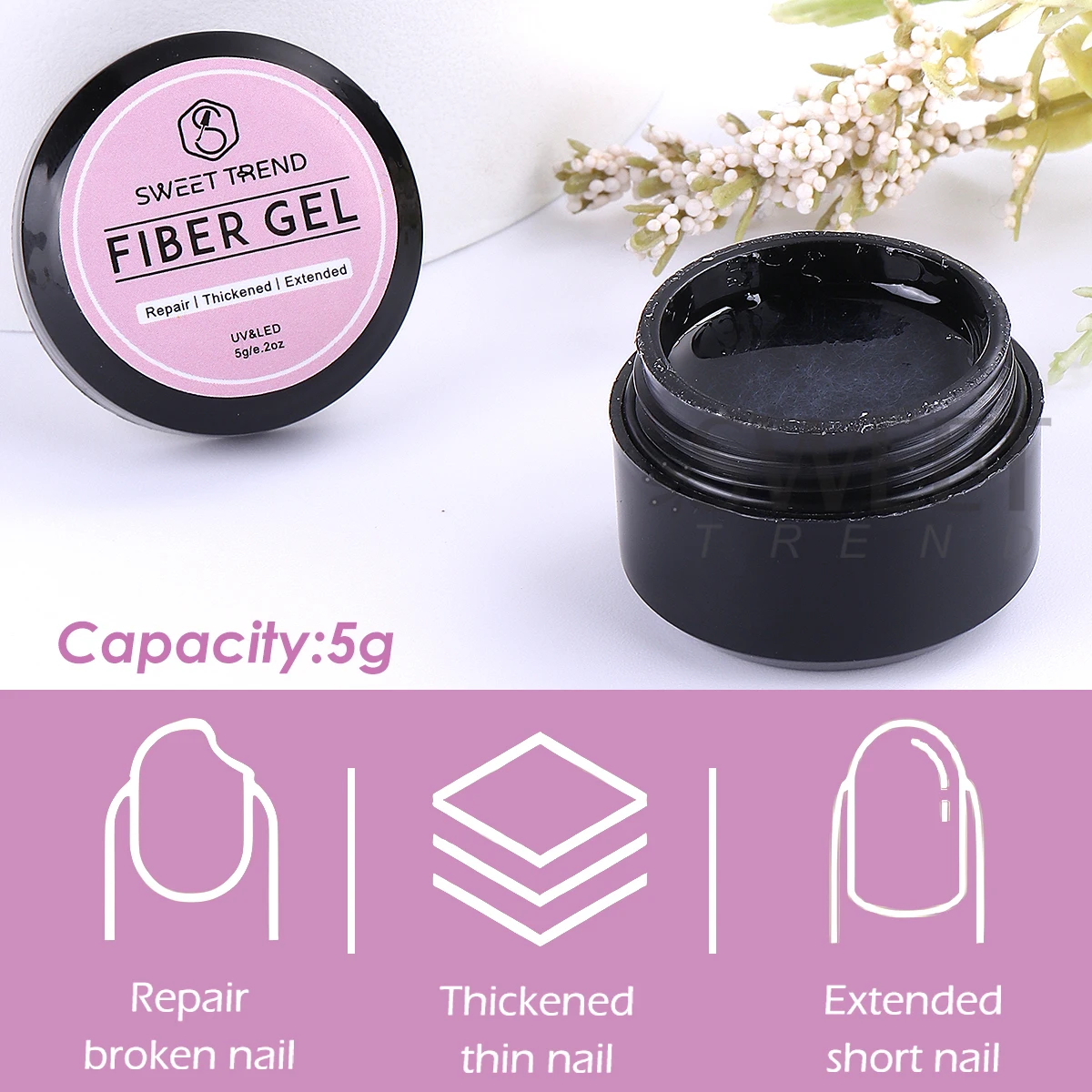 5g Fiber Gerepareerd Gel Nagellak Met UV Borstel Versterken Vingernagel Crack Gebroken Vullen Gel Extension Functie Manicure Tool