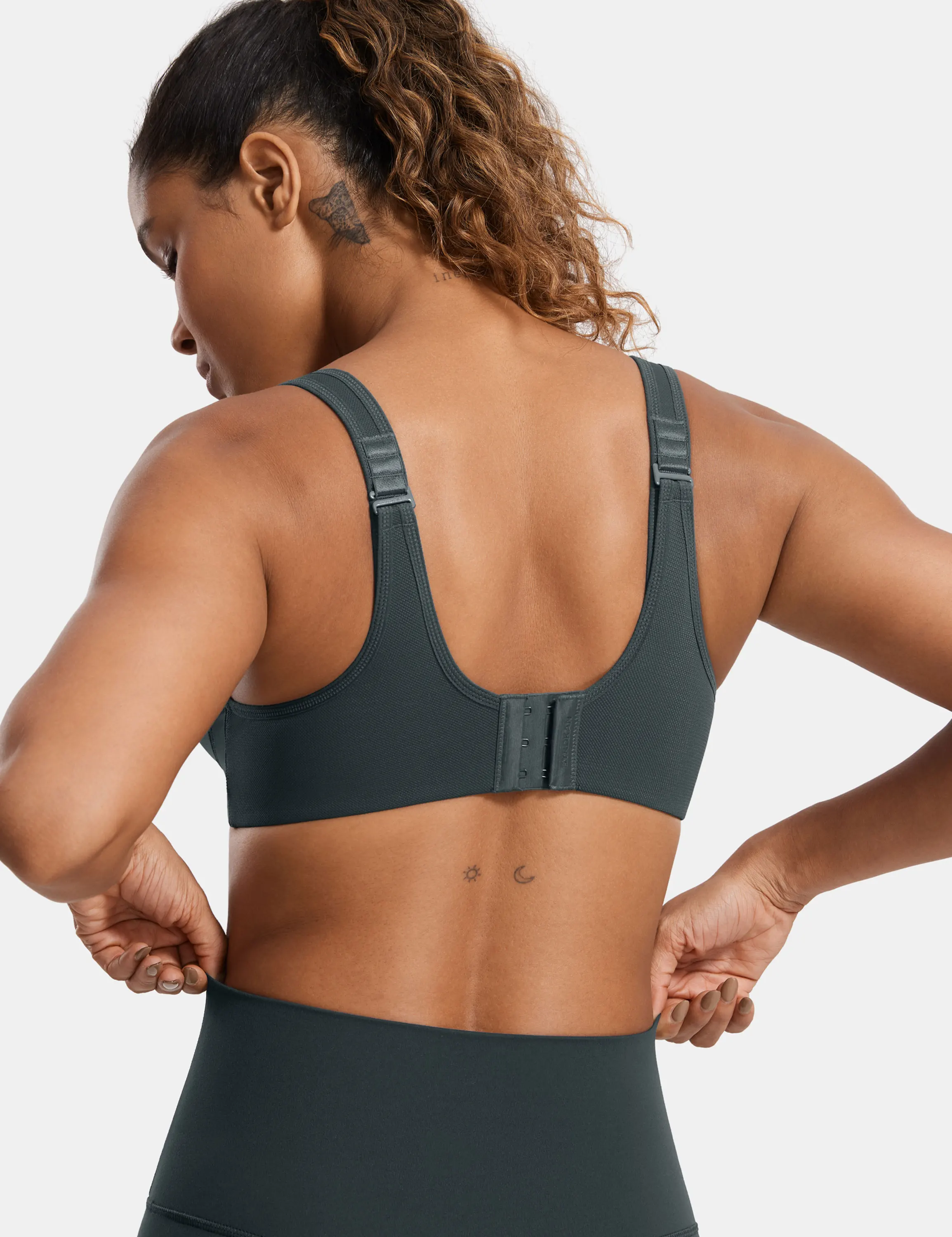 SYROKAN Sujetador deportivo con aros de alto impacto para mujer, soporte alto, busto grande, correas ajustables acolchadas, sujetador para correr