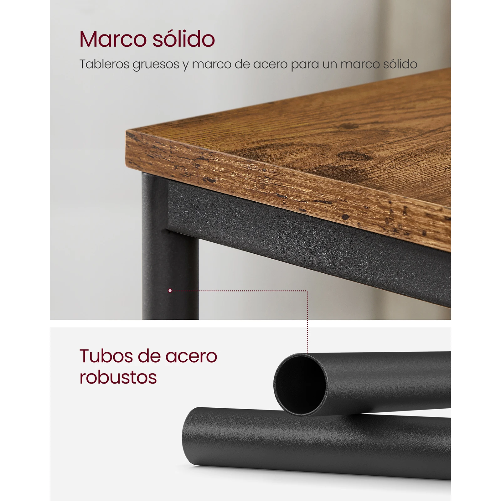 طاولة جانبية لأريكة VASAGLE بإطار فولاذية ، طاولة جانبية ، طراز صناعي 3 طبقات لغرفة المعيشة وغرفة النوم أسود كلاسيكي بني ريفي #6