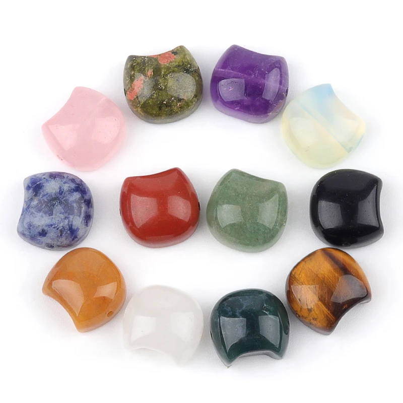 Natural Carving Cat Head Shape Beads 15x16mm Horizontal Hole Jasper Crystal Stone Beads for DIY Bracelet Decorative Accessories