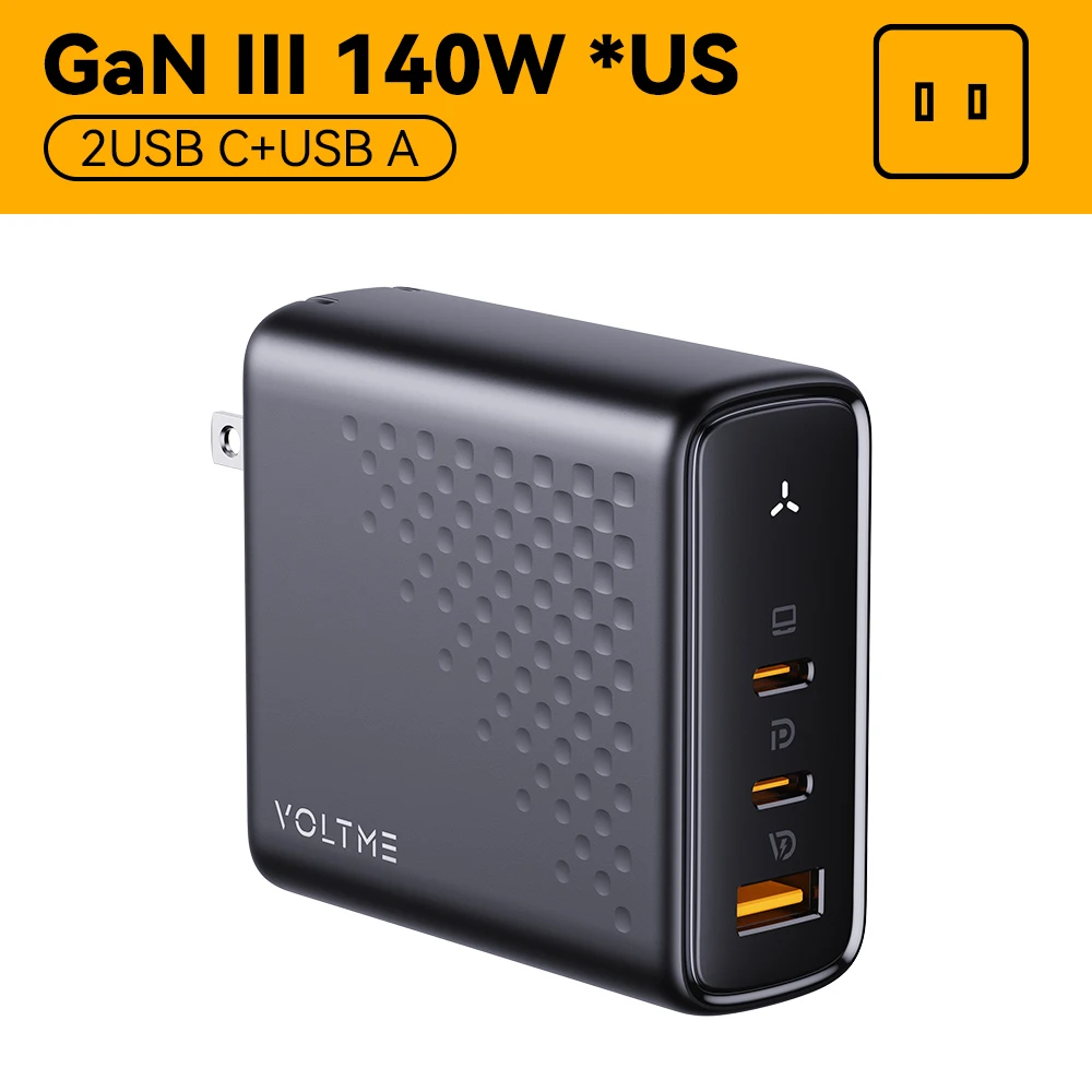 Voltme 140 W GaN III Ladegerät USB Typ C PD Schnellladegerät Quick Charge 4.0 3.0 für iPhone 16 15 14 Pro Max MacBook Laptop Samsung S22 4