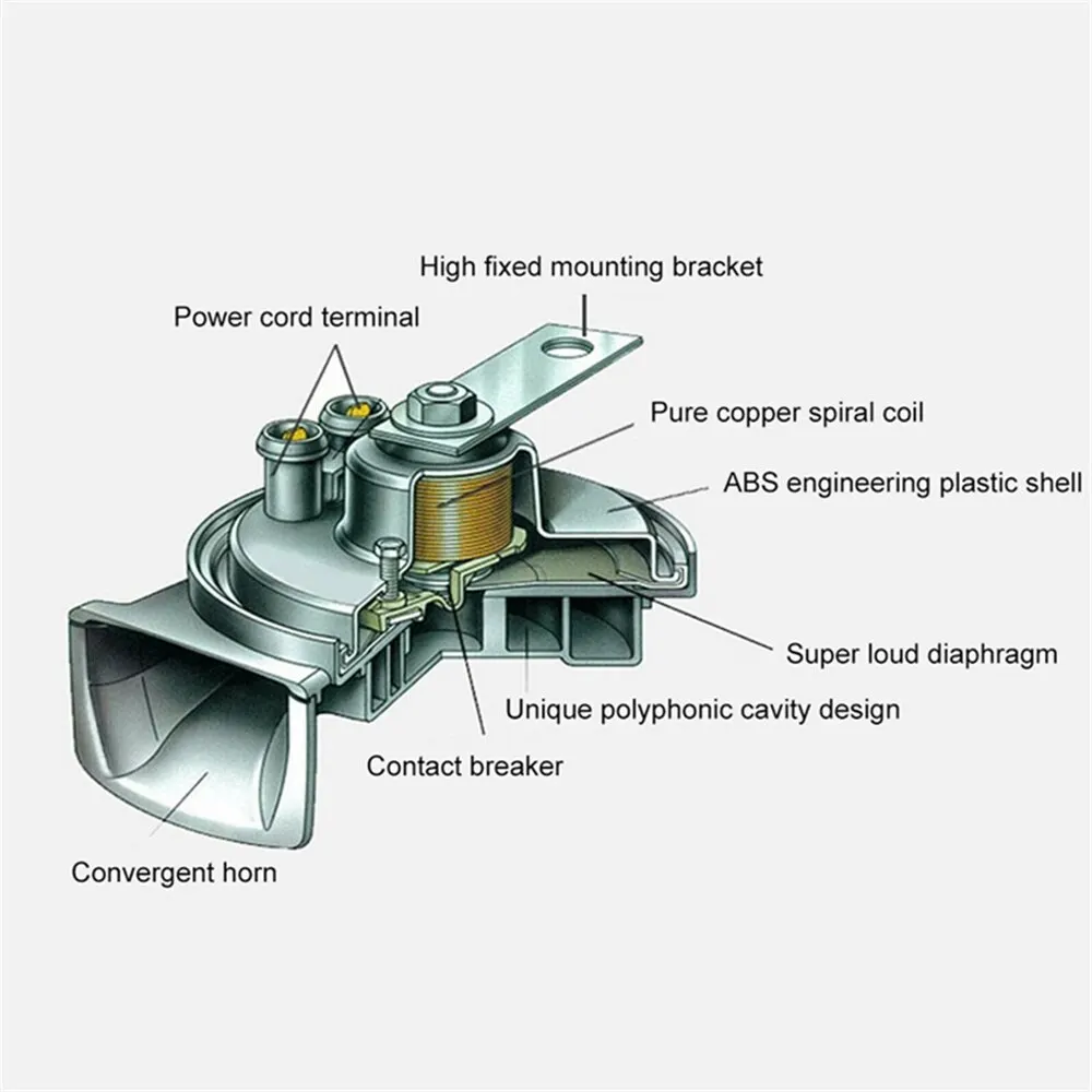 Klaxon à air électrique d'escargot pour voiture, alimentation électrique, haut-parleur automobile, haut-parleur de voiture, signal sonore, bateau, Hurcycles, 60dB, 12V