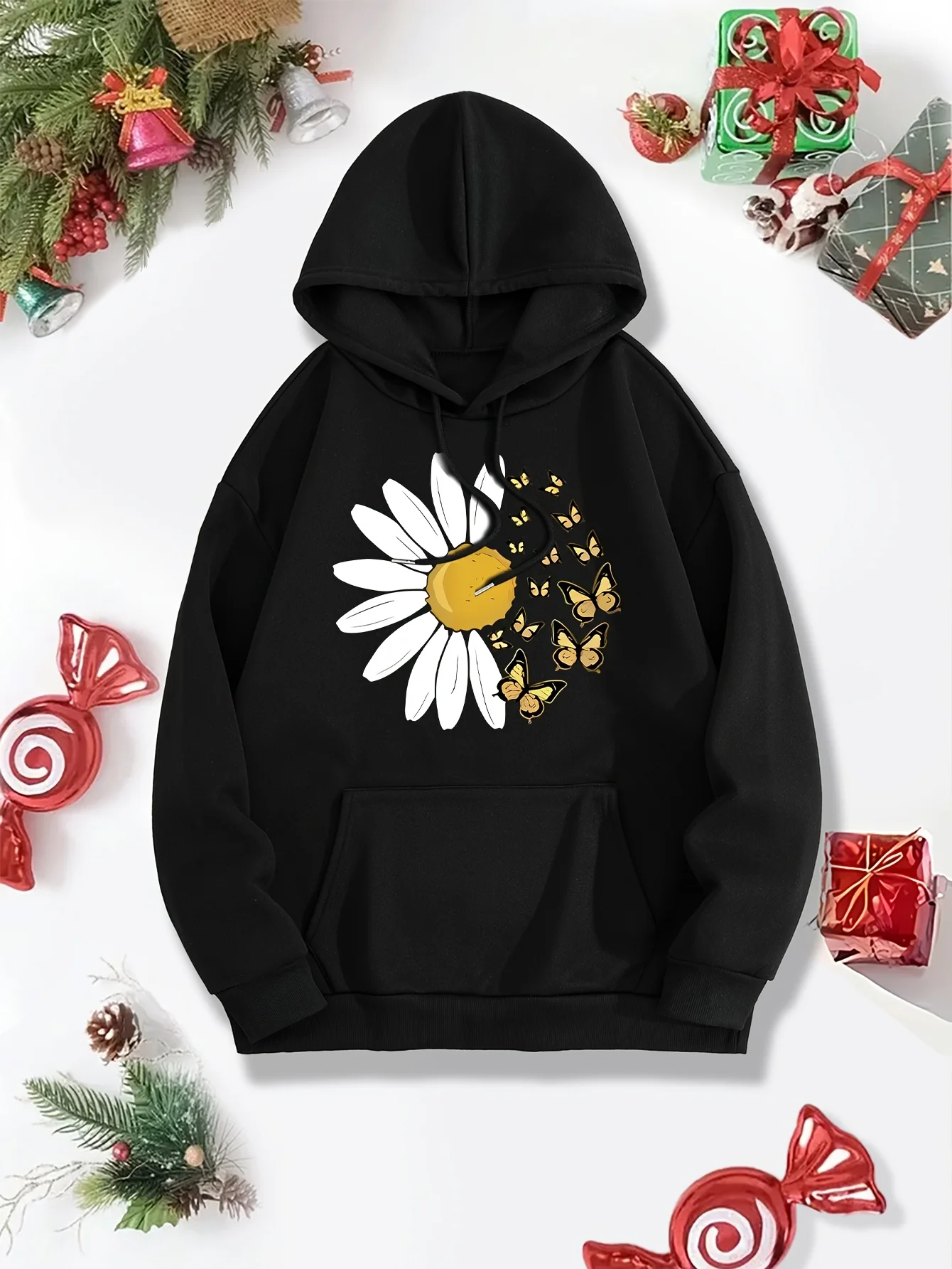 

Flower Graphic Printing Autumn and Winter Pure Cotton Men's and Women's Hoodies Casual Outdoor Street Sports Training Brand