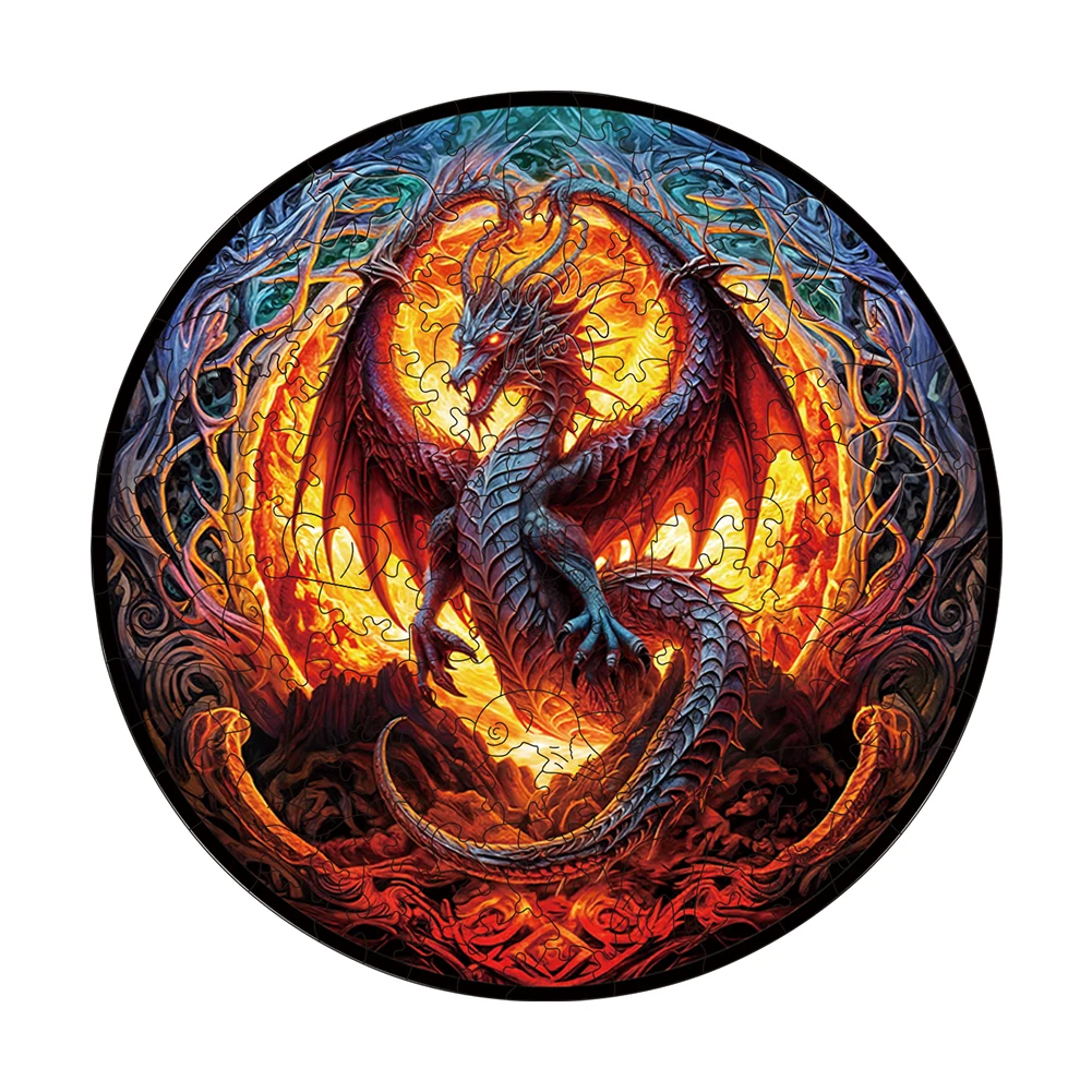 Fiery Dragon Wooden Puzzle Hell Difficulty Brain Trainer Interactive DIY Gift For Kids Animal Jigsaw Puzzle 3D Wood Puzzle Toy