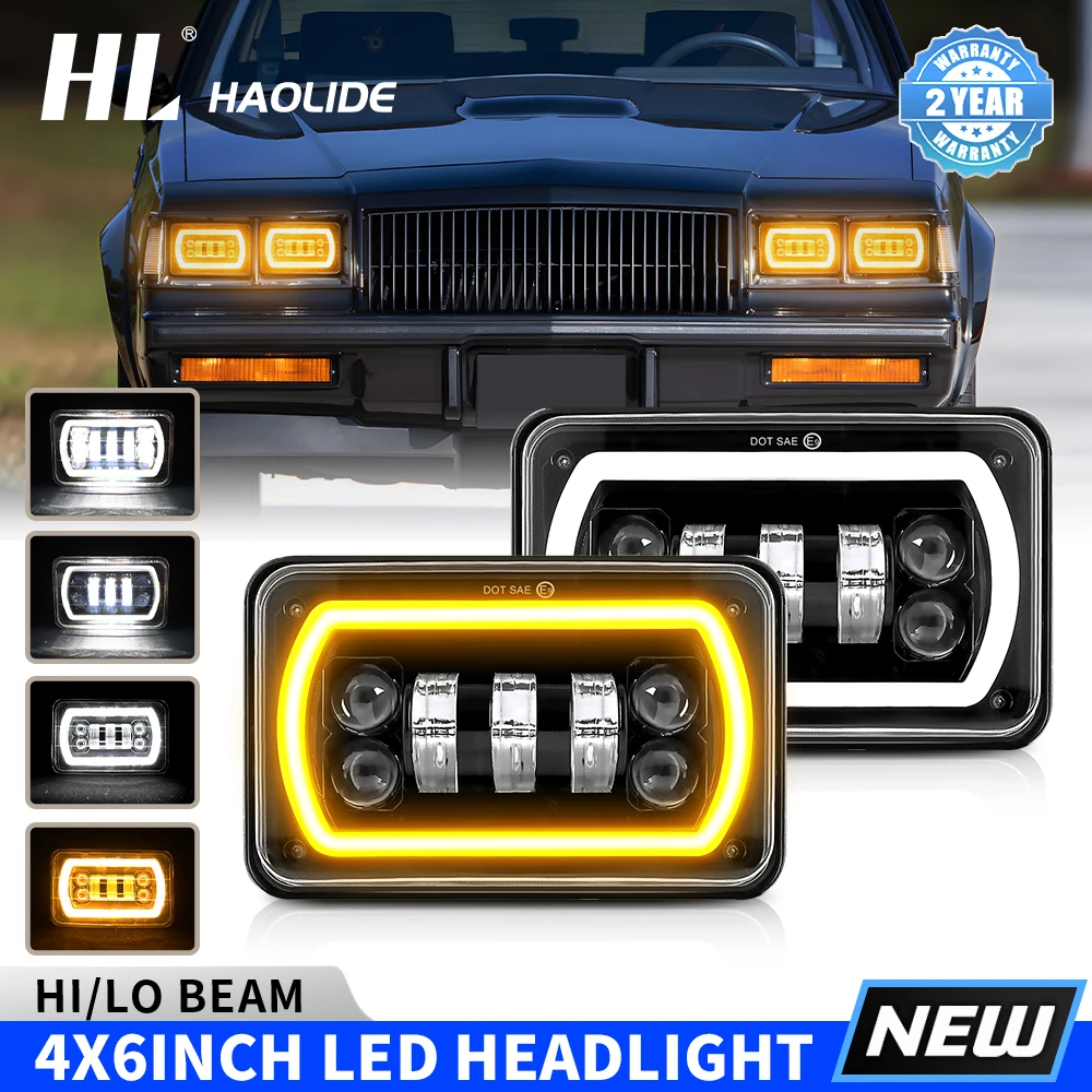 

HL 4x6 Светодиодные квадратные фары Angel Eyes Combo Beams Белые DRL Желтые светодиодные фары указателя поворота для Suzuki- Drz Honda Trucks 12V