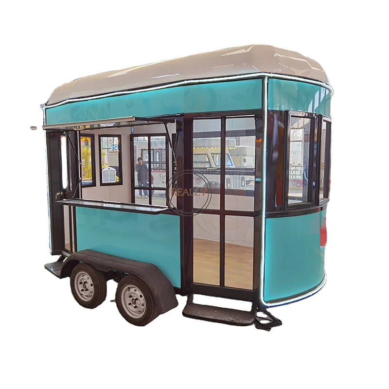 Small Street Food Truck Outdoor Mobile Kitchen Kiosk Ice Cream Catering Cart Hot Dog Food Trolley Cart Customized