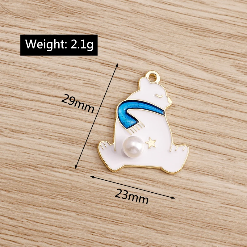 10pcs 23x29mm Cute Animal Charms Enamel Bear Charms Pendants for Jewelry Making Earrings Necklace Bracelets DIY Crafts Supplies