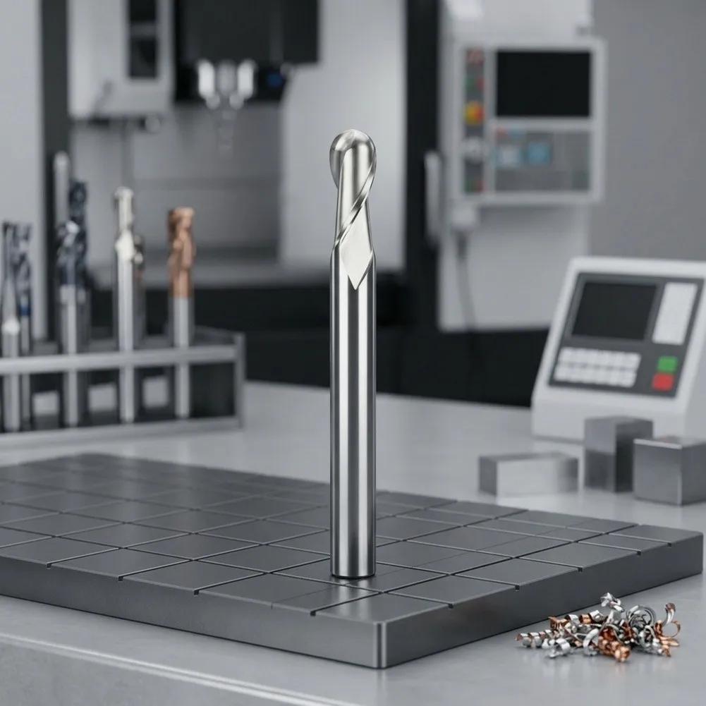 1pc HSS Ball Nose End Mill R4 Radius Straight Shank for External Corner Profiling and Curved Machining Operations