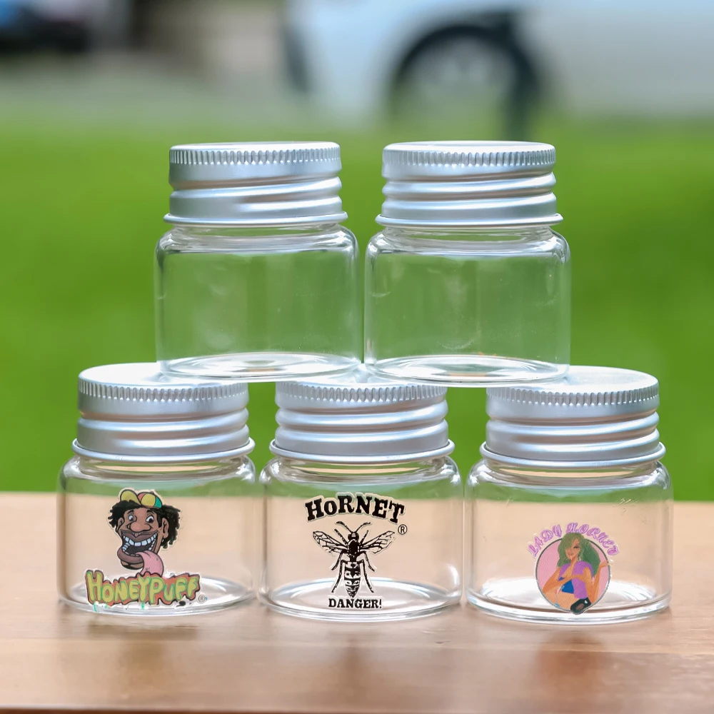 2PC Glass Storage Container Airtight Stash Jar Multi-Use Vacuum Seal Small Glass Bottles