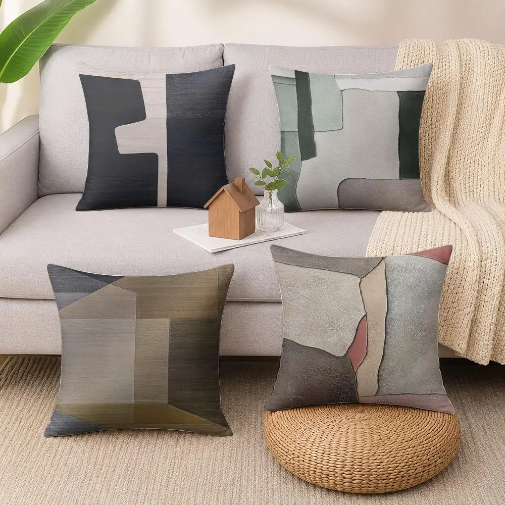Design N-Nordic Retro Black Geometry Cushion Cover Luxury Soft Plush Short Fur Cushion Case Warm Cozy Sofa Bed Decorative Home