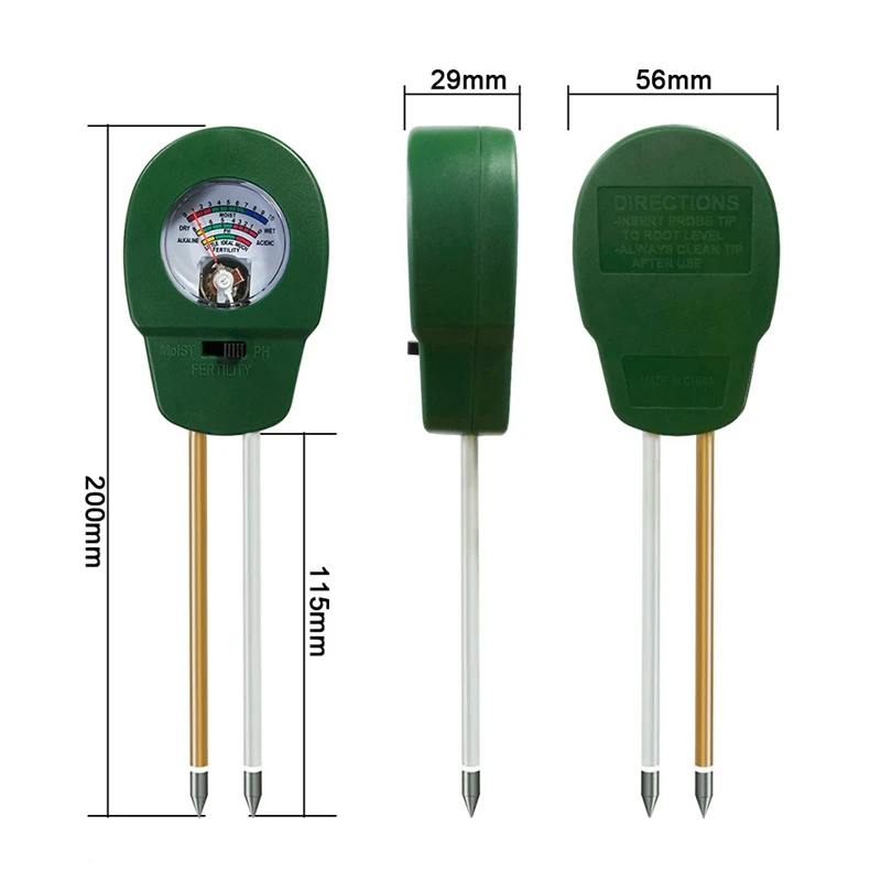 Soil PH Meter,3-In-1 Soil Moisture,Fertility,PH Tester,Gardening Tool For Plant Care,Garden,Farm,Lawn