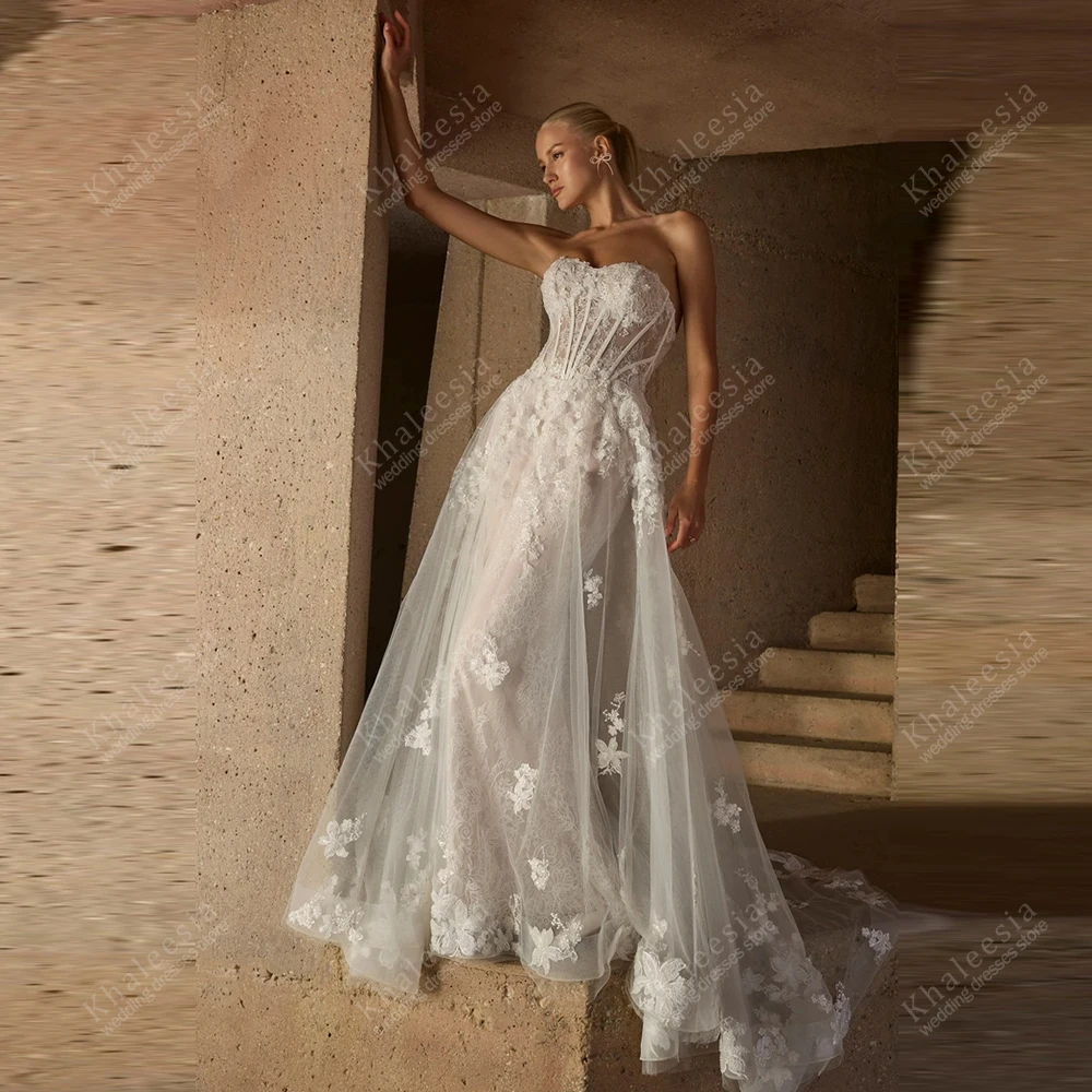 Preciosos Vestidos De Novia Vintage, Vestidos De Novia con Apliques De encaje, batas sexis sin tirantes y espalda descubierta, Vestidos De Novia personalizados 2026
