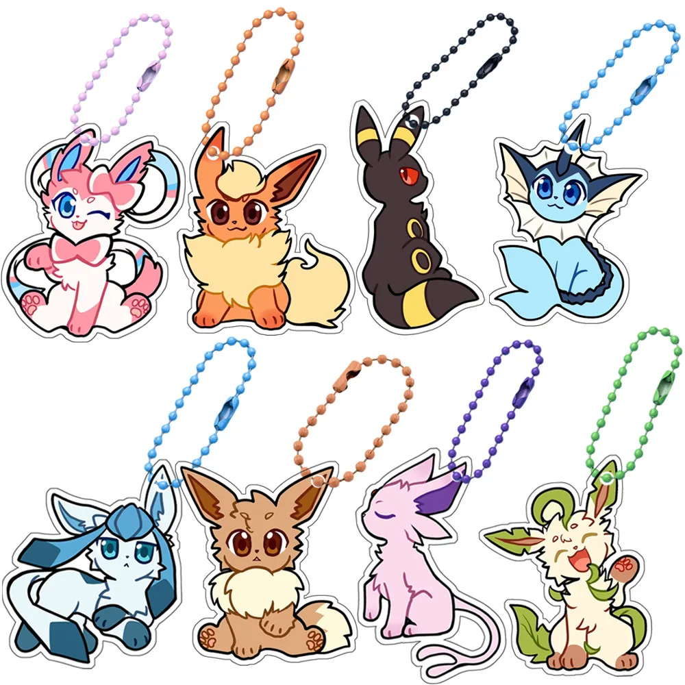 Pokemon Eeveelution Espeon Umbreon Eevee Jolteon Leafeon Sylveon Glaceon Flareon Acrylic Keychain Mobile Phone Bag Pendant Gift