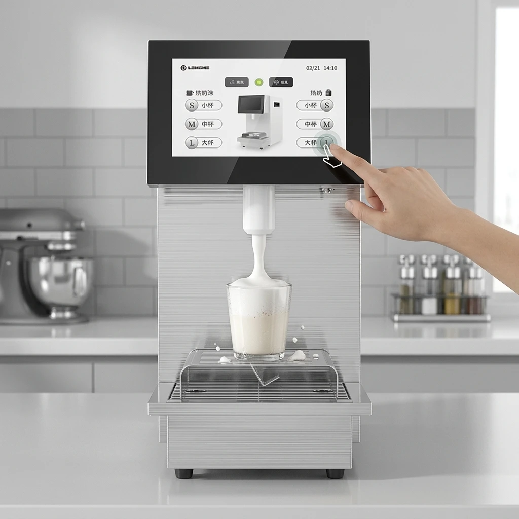 Commercial One Touch Led Touch Screen Milk Frothing Machine For Milk Foam Dispenser With Professional Gear Milk Pump