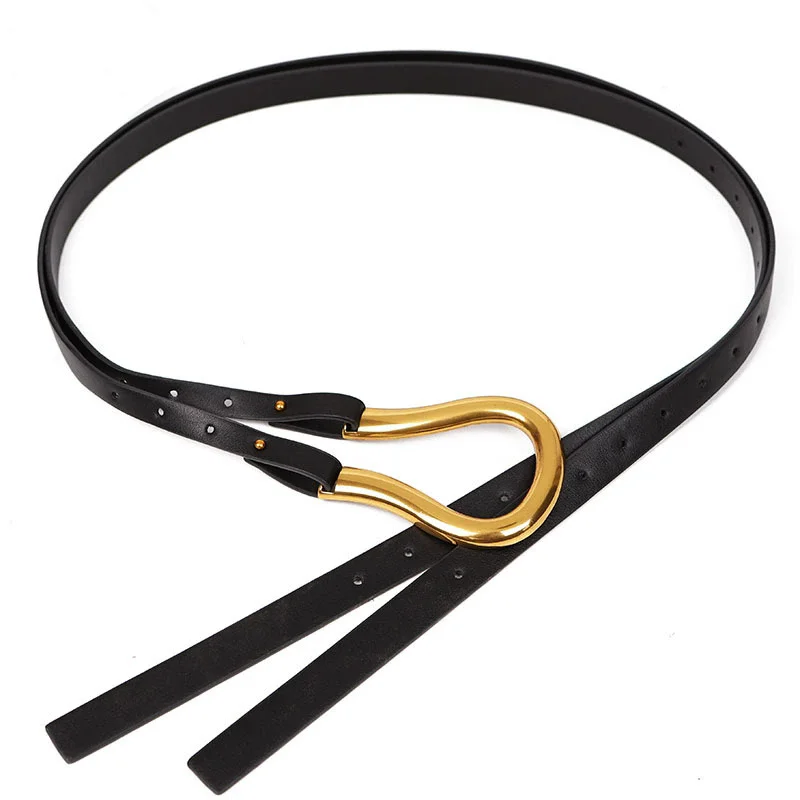 2026 New Fashion Woman Belt High Quality Casual Light Horseshoe Buckle Large U-shaped Luxury Personality Designer Belt Women