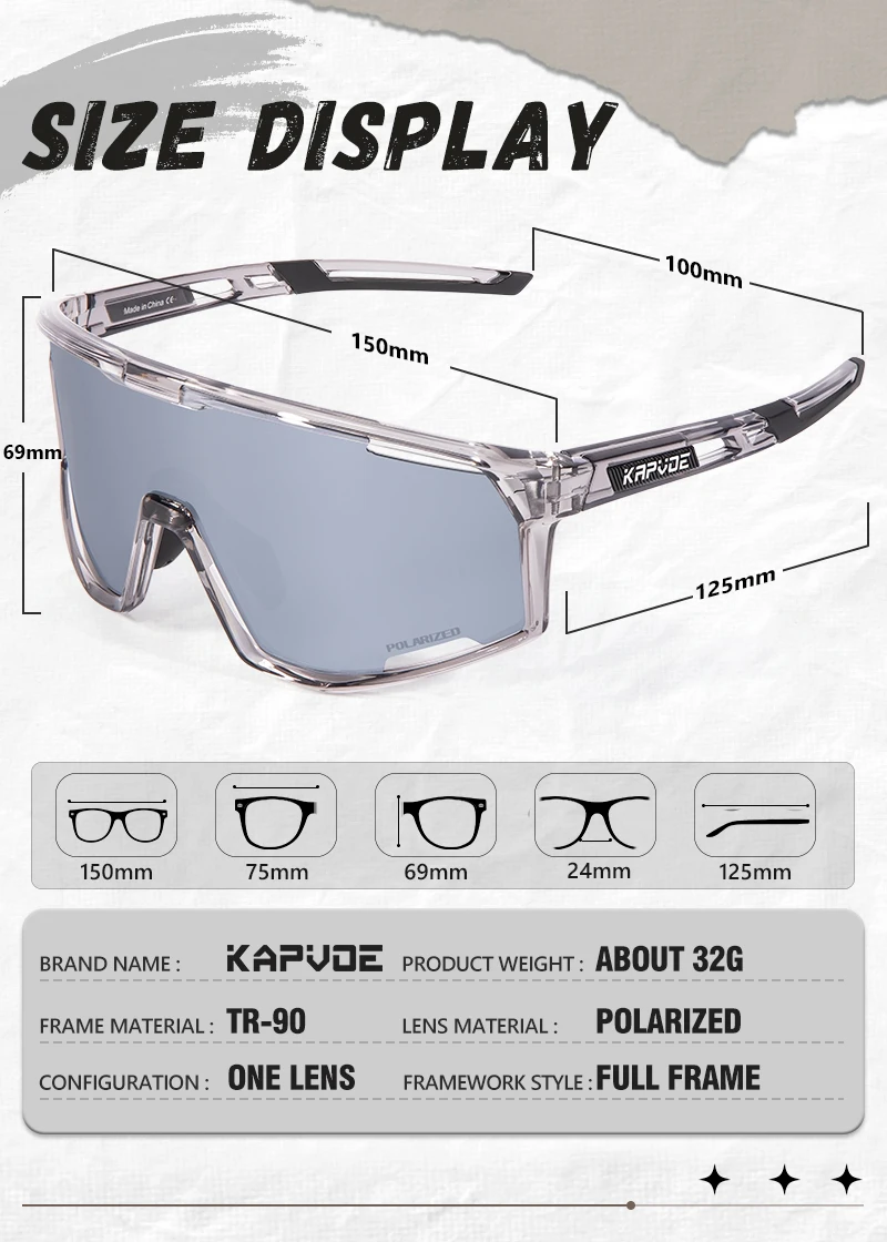 KAPVOE Farbe Polarisierte Radfahren Gläser Männer MTB Brille Frauen Rennrad Brillen UV400 Fahrrad Sonnenbrille Outdoor Sport Gläser – Detail 12