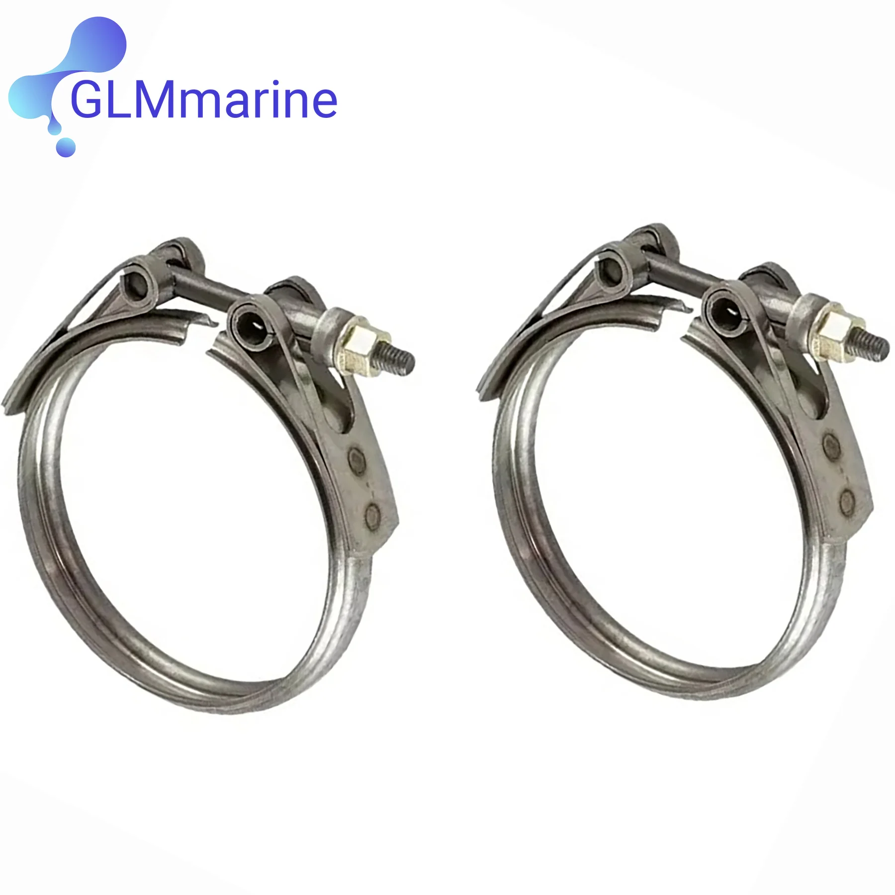 2 Pcs Exhaust Clamps Compatible with Volvo Penta 30 31 32 40 41 42 43 44 300 D4 Series Marine Engine OEM 21325765 Pipe Clamp