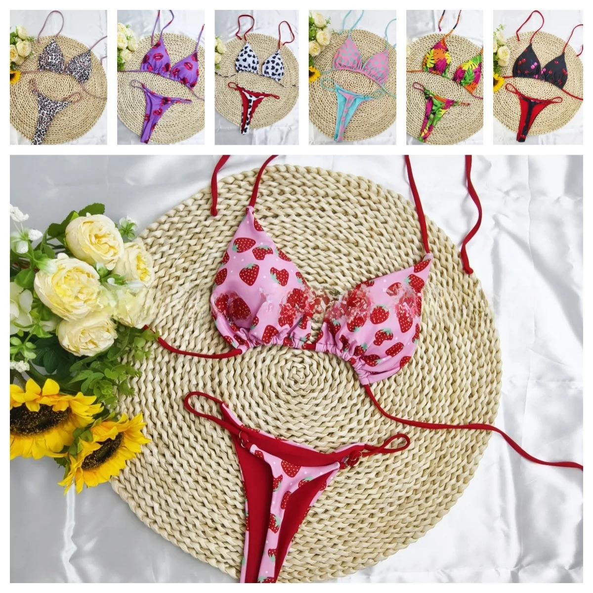 

2026 New Bikini Swimwear Women's Strapl Two-Piece Swimsuit Quali Printing Bandage Divided Set Thermal Usage Fem ence