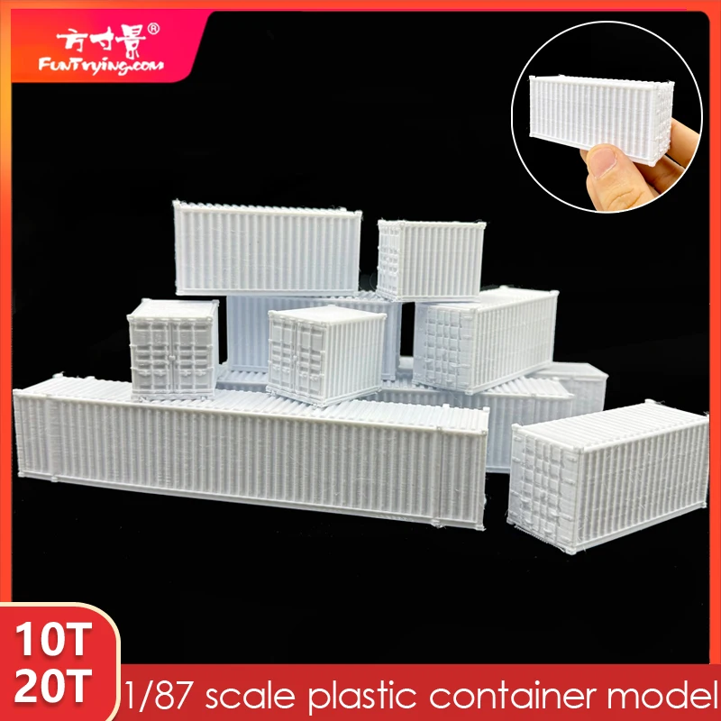 

1/87 Scale Plastic Container Model 10t 20ton Miniature Container Truck Model Diy Material Ho Scale Model Train Railroad Layout