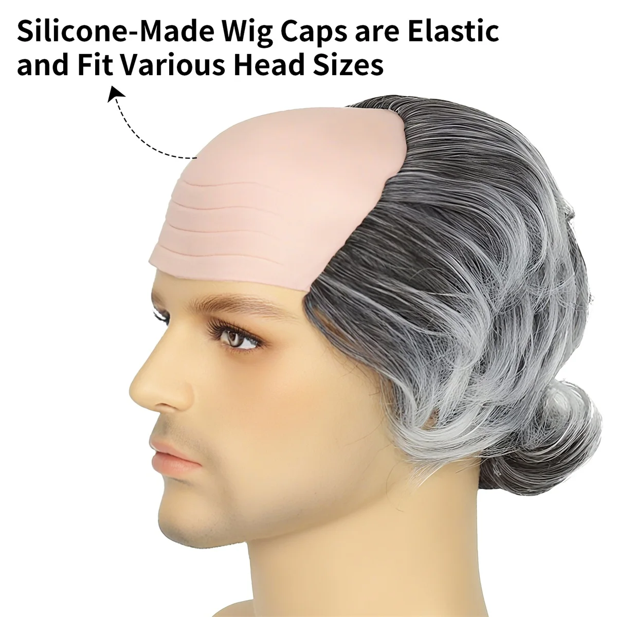 Men Wig for Baldness Role-playing Enthusiasts Short Curly Bald Cap Wig Mad Gray Scientist Synthetic Balding Toupee Anime Cosplay