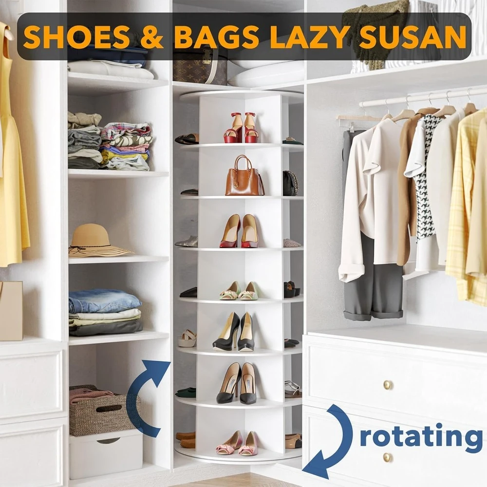 

7 Tier Rotating Shoe Racks , Spinning Shoes Display , Revolving 360 Shoes Rack Storage Round Carousel, 7 Tier Rotating Shoe Rack