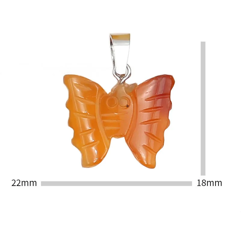 10 قطعة/الحقيبة اليد منحوتة حجر عقد بحلية متدلية على شكل فراشة شفاء طبيعي كريستال كوارتز حجر الحيوان فراشة المعلقات لصنع المجوهرات