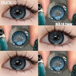 Duoxiu 2pcs Color Contact Lenses With Myopia Diopter-0.00~ -8.00 Blue Nature Beauty Pupil Makeup Green Eye