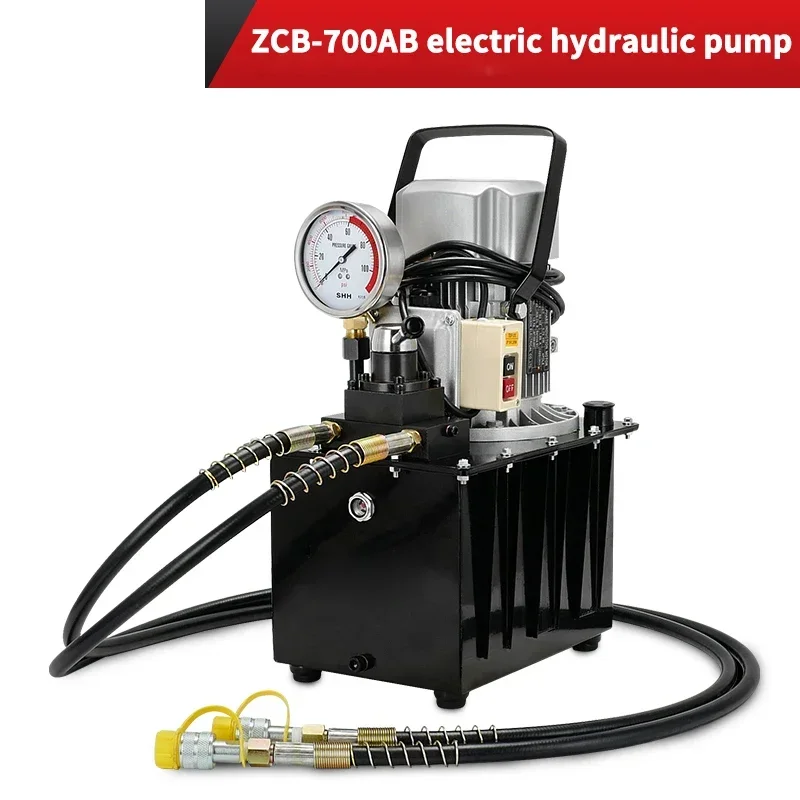 220V Double Acting Electric Pump 0.75KW Motor Hydraulic Pressure Oil Station Compatible Various Hydraulic Tools 70MPA