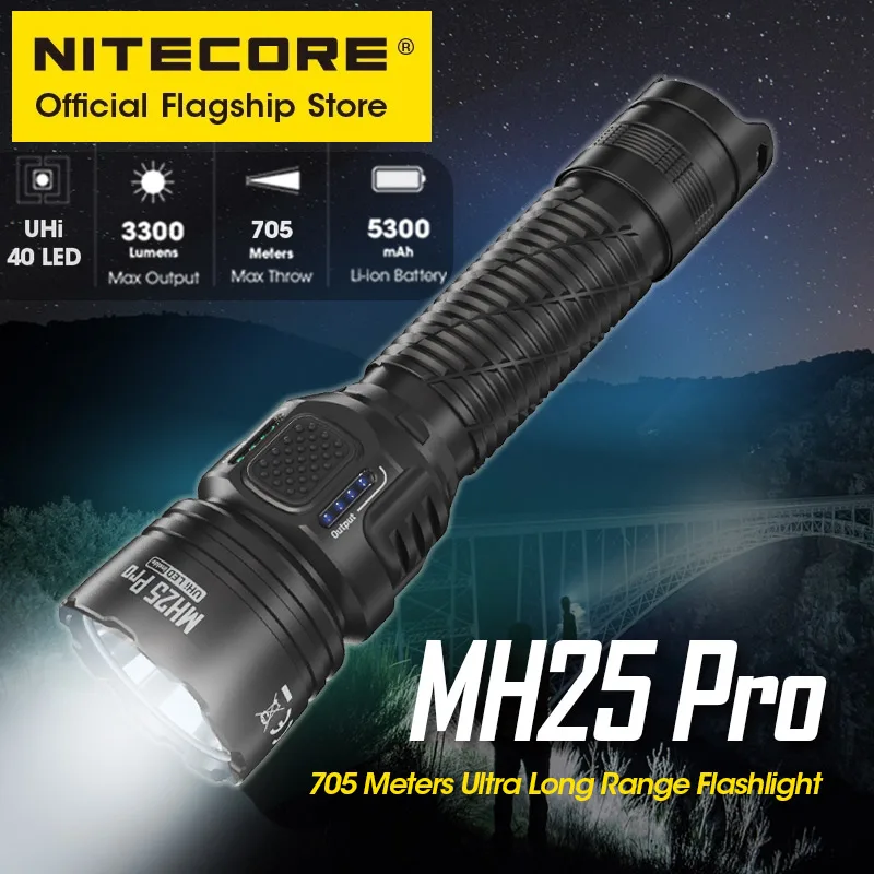 Nitecore mh25 pro USB-C wiederauf ladbare taschenlampe 705 meter langstrecken suche lampe, uhi 40 led strahl nl2153hp 5300mah batterie