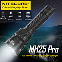 NITECORE MH25 Pro USB-C Rechargeable Flashlight 705 Meter Long Range Search Torch,UHi 40 LED Beam NL2153HP 5300mAh 21700 Battery