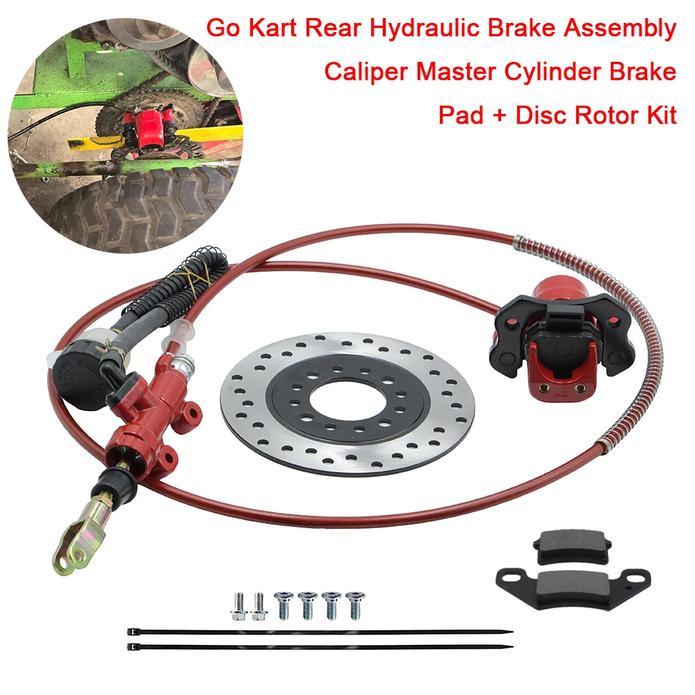 Hydraulic Rear Disc Brake Caliper System Pads Disk Rotor For 150cc 200cc 250cc Dirt Bike Quad ATV Gokart Go Kart Dune Buggy