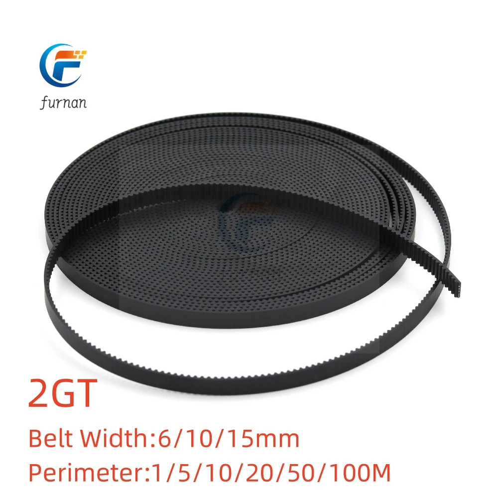 2GT 6/10/15mm Open Timing Belt 1M/5M/10M//20M/50M/100M GT2 Belt Rubber Aramid Fiber Cut To Length for 3D Printer  Transmission