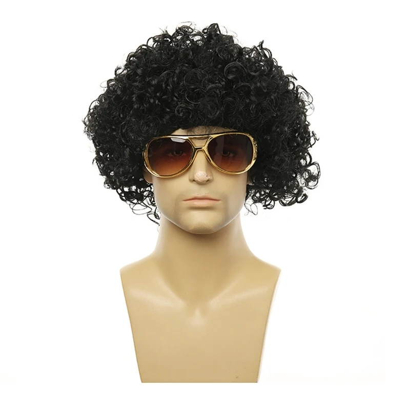 634C Men 80s Costume Accessories Set Curly Glasses Women Hippie Costume Set