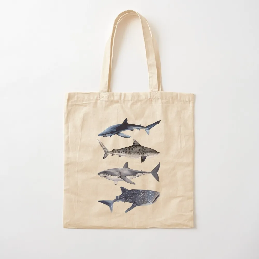 

SHARKS IV-blue, tiger, white and whale sharks Tote Bag canvas tote bag female bag Canvas Tote