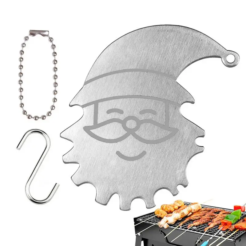 BBQ Grill Scraper Santa Shaped BBQ Grill Stainless Steel Cleaner Stainless Steel Scraper Griddle Tools Scraper For Cleaning