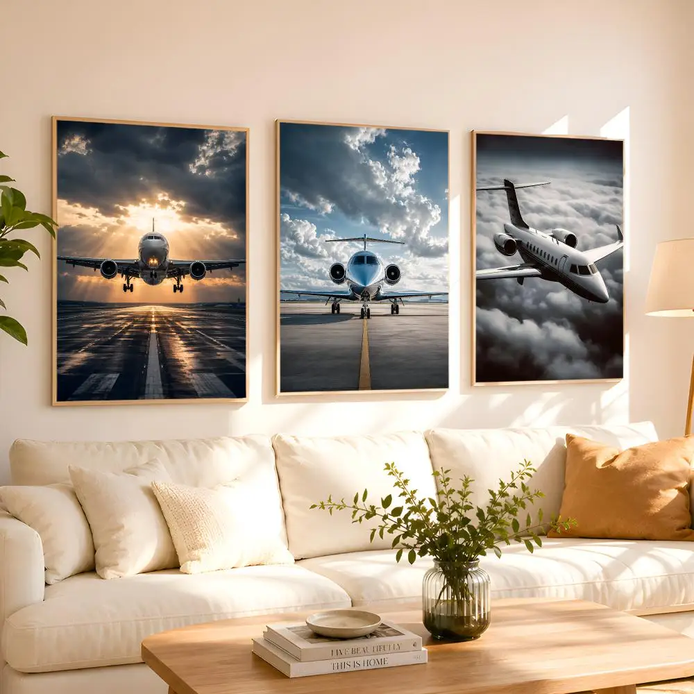 Airplane Aircrafts Landscape Plane Takes Poster 1PC HD Matte Peel And Stick Wall Decor For Bedroom Living Room Dorm Office