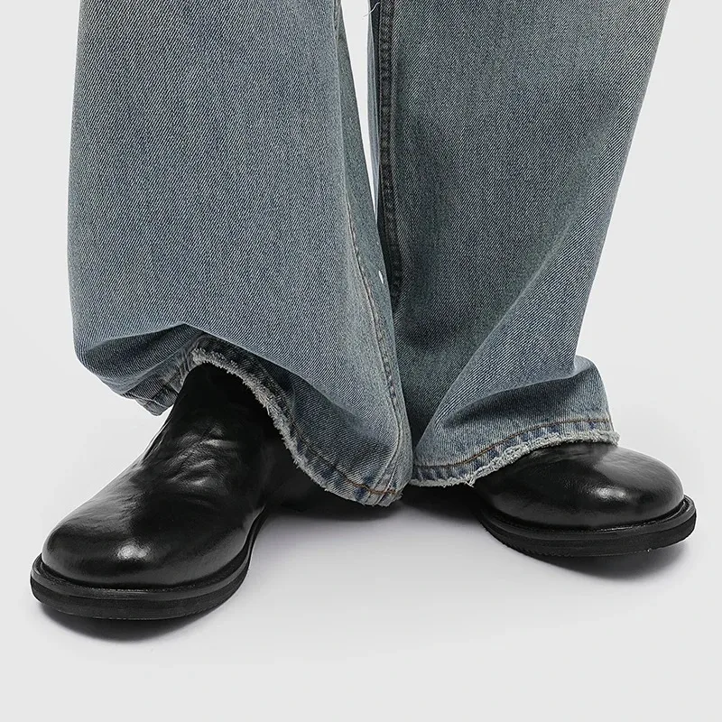 Summer Men Mules Leather Slippers All-match Male Driving Shoes Man Male Belt Buckle Casual Mules Shoes for Men Penny Loafers