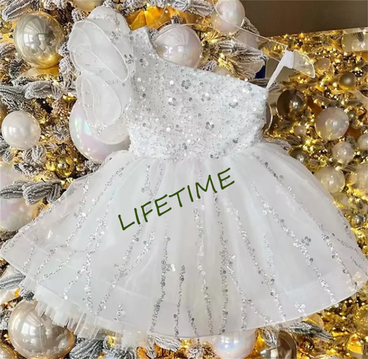 Vestido florido sem costas com pérolas para meninas, vestido princesa para a primeira comunhão, vestido de baile para casamento, traje fofo para bebê, vestido de flores para crianças