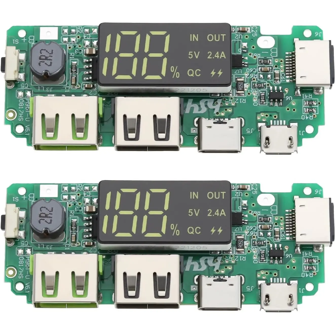 2 szt. 18650 ładowarka do akumulatorów litowych 5V 2.4A podwójna płytka drukowana USB cyfrowy moduł wyświetlacza LCD z nadmiernym rozładowaniem