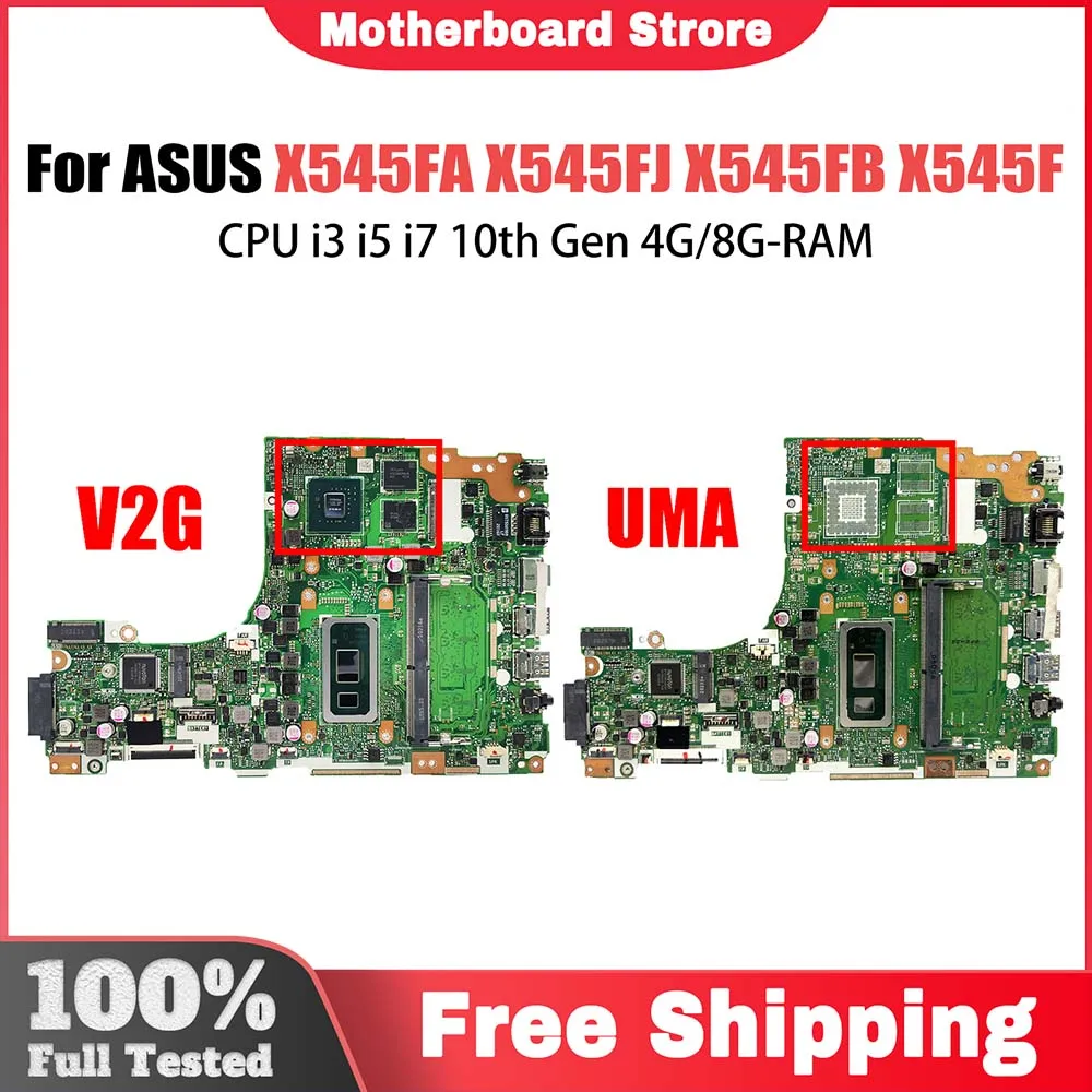 

X545F Notebook Mainboard For ASUS Vivobook 15 X545FA X545FJ X545FA X545FB Laptop Motherboard with i3 i5 i7 10th CPU 4GB