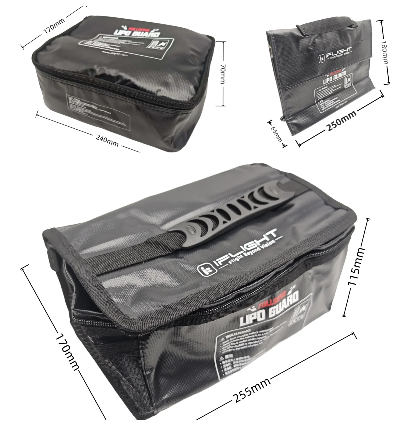 IFlight 3 Sizes Fireproof Explosion-Proof Lipo Storage Handbag Portable Tote Bag for FPV Drone RC Lithium Battery Safe Storage