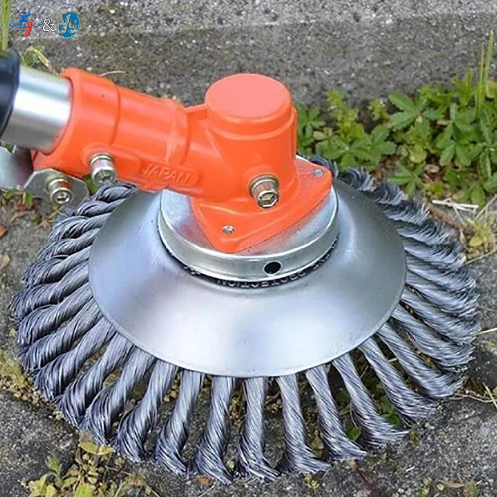 Steel Wire Wheel Brush Garden Lawn Brush Trimmer for Grass 8inch Weeding Derusting Wheel