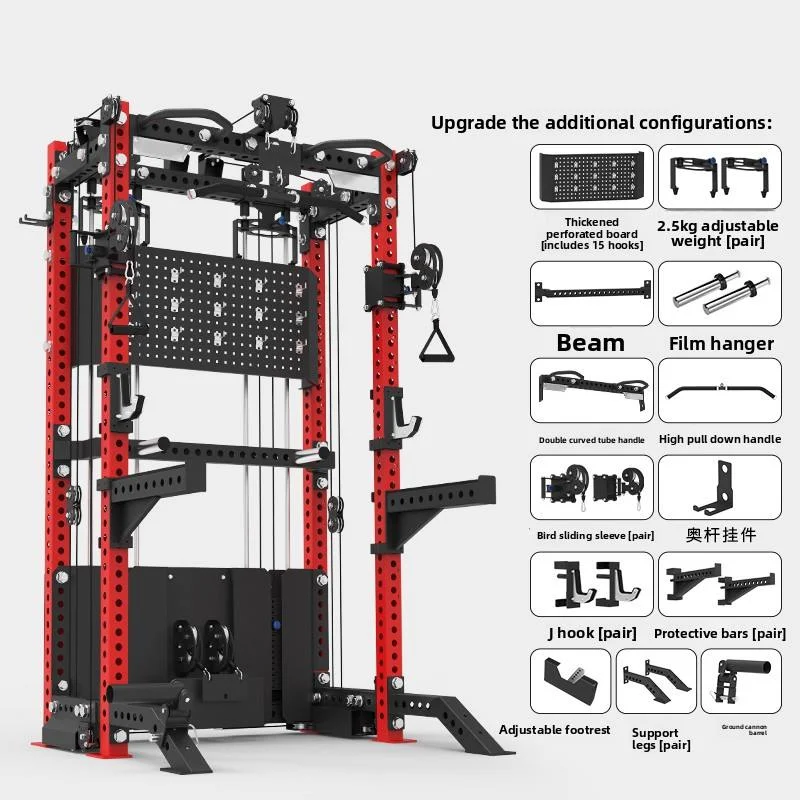 All In One Smith Machine Power Rack Multi Function Home Gym Cable Crossover Trainer Full Accessories For Home Gym Studio