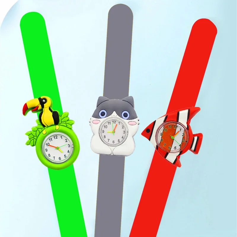 Cartoon Children\'s Watch Baby Learn Time Toys Clock Bracelet Kids Slap Wrist Watches for Boys Girls Birthday and New Year Gifts