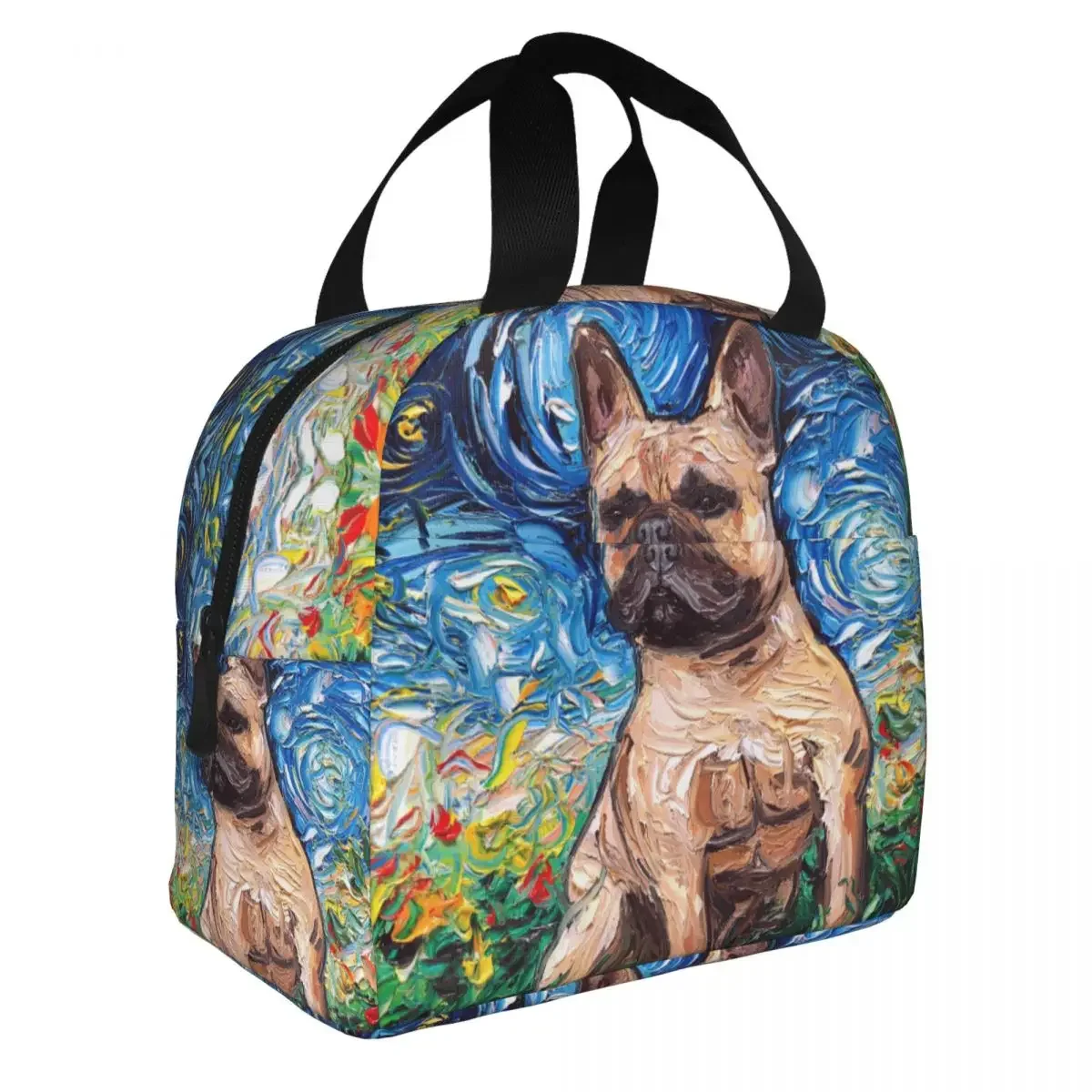 French Bulldog Starry Night Lunch Bag Warm Cooler Insulated Lunch Box for Women Kids Work School Food Picnic Tote Bags