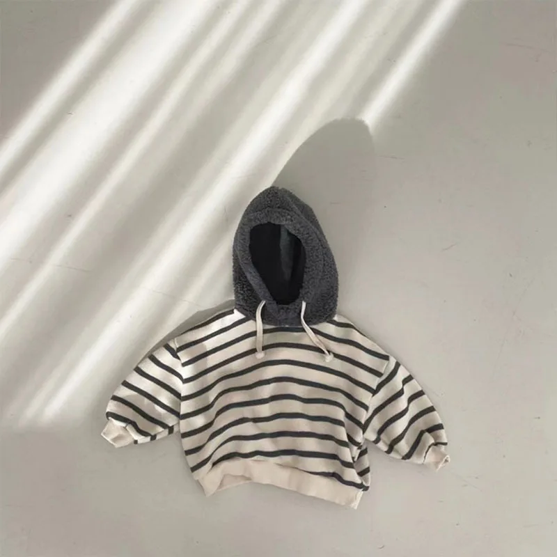 Autumn New Baby Long Sleeve Striped Hoodie Fashion Infant Toddler Hooded Sweatshirt For Boy Girl Casual Pullover Baby Clothes