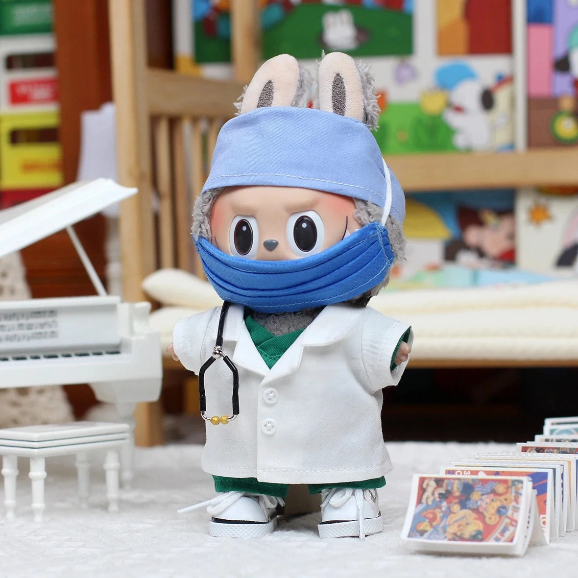 Pour 15/17 cm Labubu poupée médecins infirmières communautaire volontaires vêtements de travail tenue ensemble Ropa Labubu poupée accessoires cadeau de noël