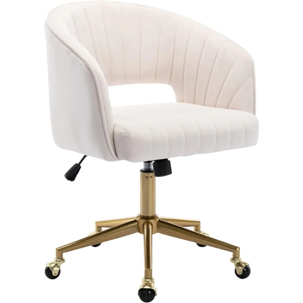 Home Office Chair Swivel Velvet Desk Chair Accent Armchair Upholstered Modern Tufted Chairs with Gold Base